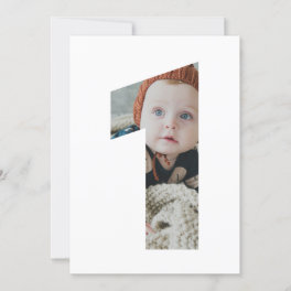 Modern Simple One Photo 1st Birthday CUSTOM COLOR Invitation
