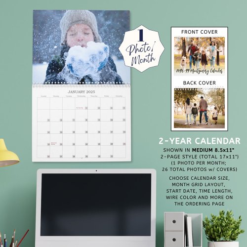 Modern Simple One Photo Per Month Script  Calendar