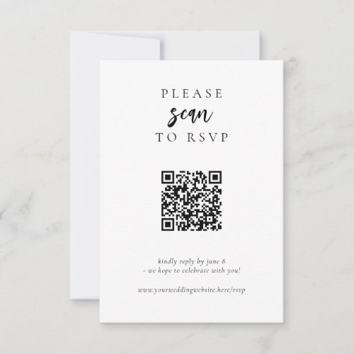 Modern Simple Online QR Code Wedding RSVP Card