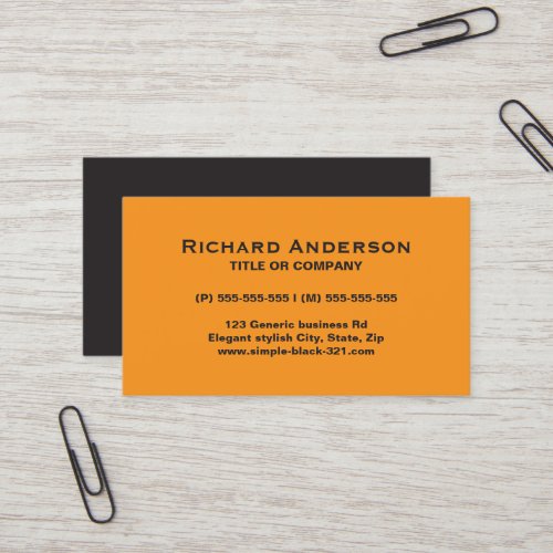 Modern simple orange black business card