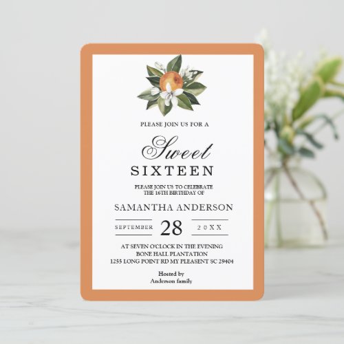 Modern Simple  Orange  Green Leaf  Invitation