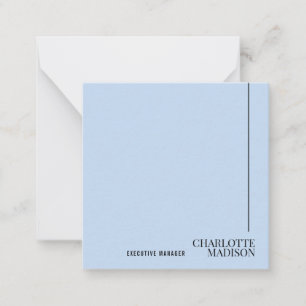 Modern Simple Pale Blue Plain Minimalist Own Name Note Card