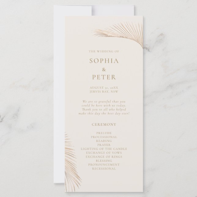 Modern Simple Palm Leaves Ceremony Program (Front)