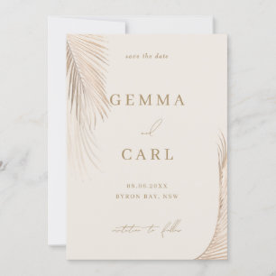 Modern Simple Palm Leaves Wedding Save the date Invitation