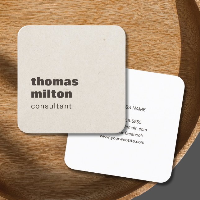 Modern Simple Paper Texture Brown Consultant Square Business Card (Creator Uploaded)