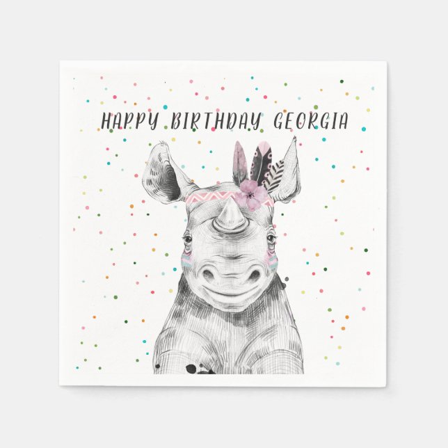 Modern Simple Party Animal Birthday Personalized Napkins (Front)