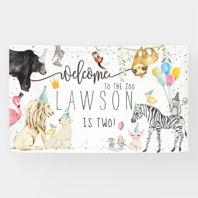 Modern Simple Party Animal Birthday Welcome Banner (Horizontal)