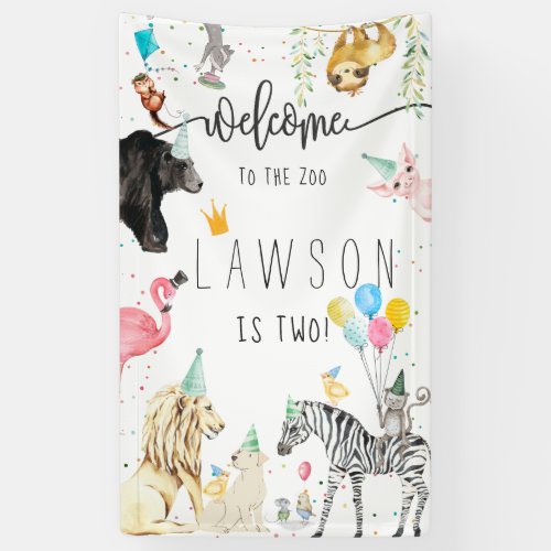 Modern Simple Party Animal Birthday Welcome Banner