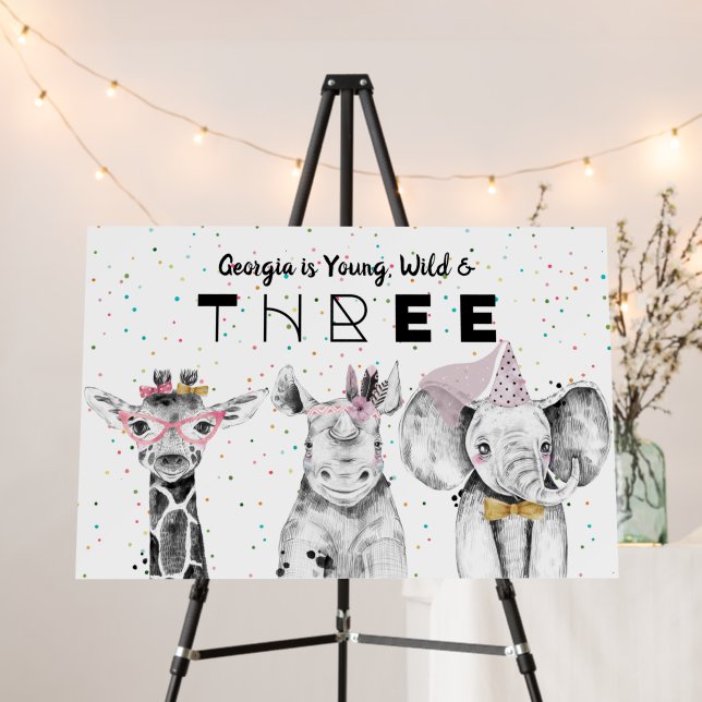 Modern Simple Party Animal Birthday Welcome Sign (In Situ (Stand))