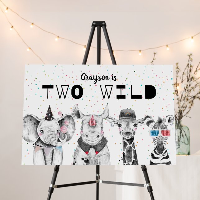 Modern Simple Party Animal Birthday Welcome Sign (In Situ (Stand))