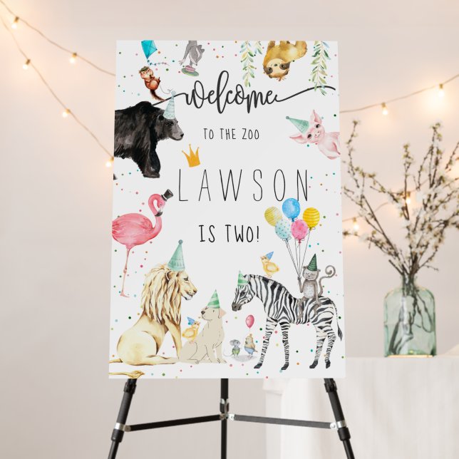 Modern Simple Party Animal Birthday Welcome Sign (In Situ (Stand))