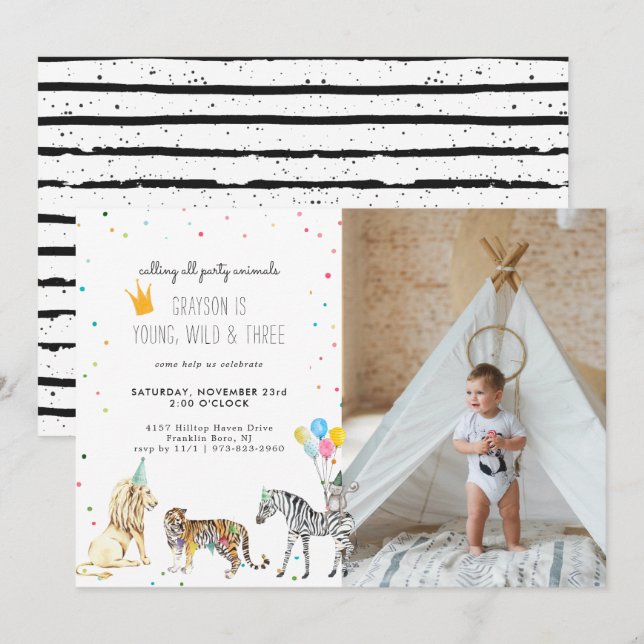 Modern Simple Party Animal Invitation (Front/Back)