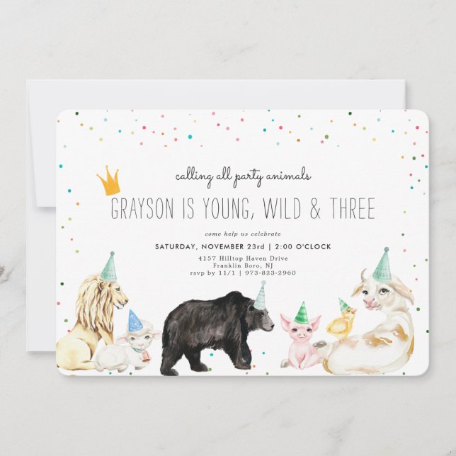 Modern Simple Party Animal Invitation (Front)