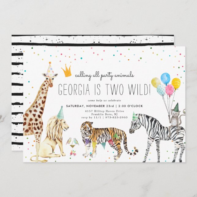 Modern Simple Party Animal Invitation (Front/Back)