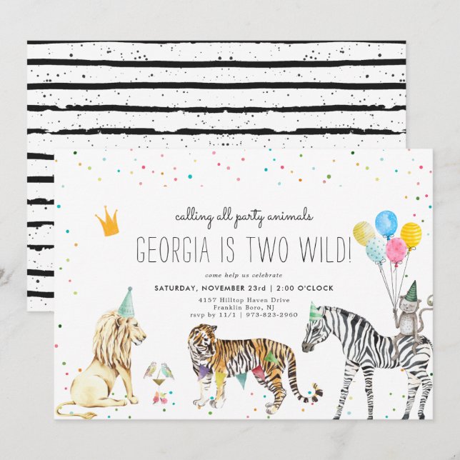 Modern Simple Party Animal Invitation (Front/Back)