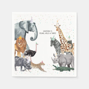 Modern Simple Party Animal Watercolor Napkins