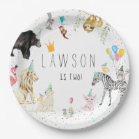 Modern Simple Party Animal Watercolor Paper Plate