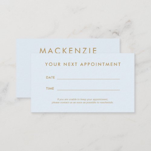 Modern Simple Pastel Blue Salon Appointment Card