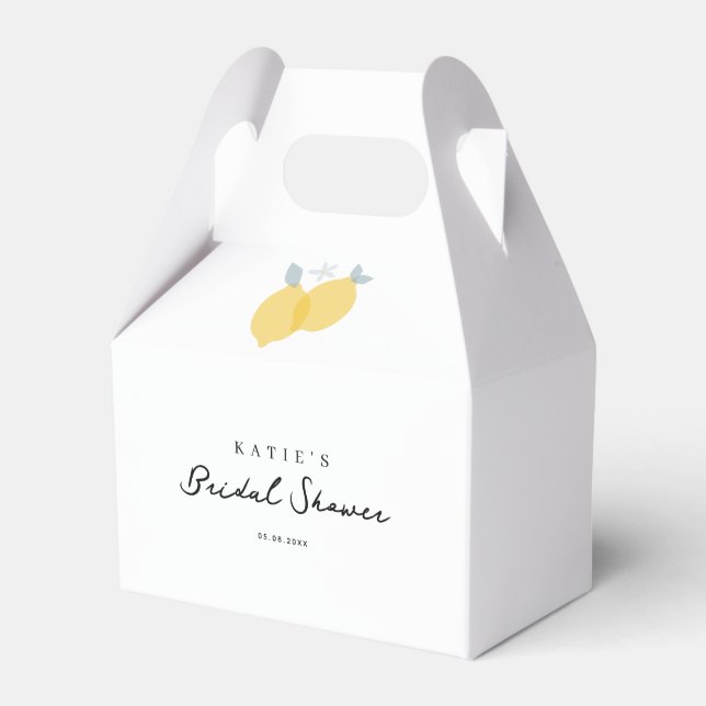Modern Simple Pastel Citrus Lemons Bridal Shower  Favor Boxes (Front Side)