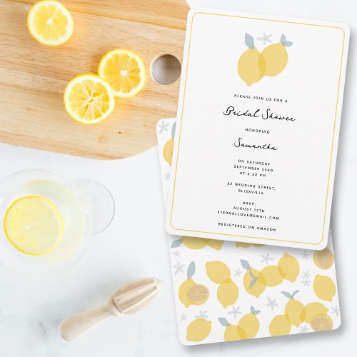 Modern Simple Pastel Citrus Lemons Bridal Shower Invitation