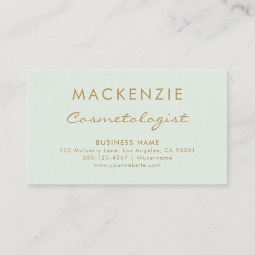 Modern Simple Pastel Green Salon Appointment Card