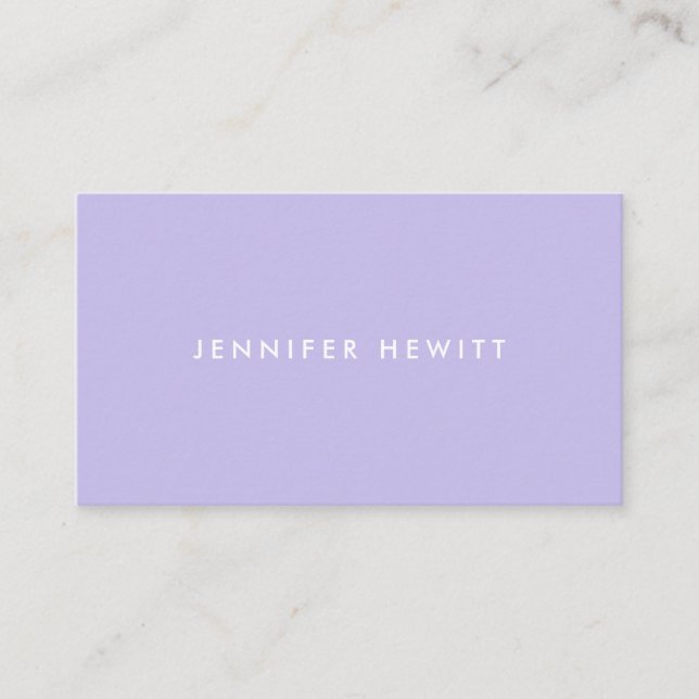 Modern simple pastel lilac professional minimalist business card (Front)