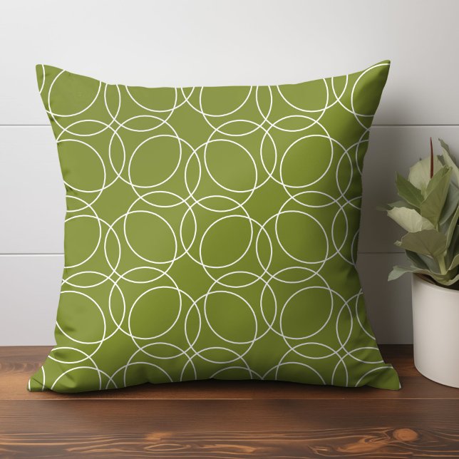Modern Simple Pattern Throw Pillow (circle pattern throw pillow in green)