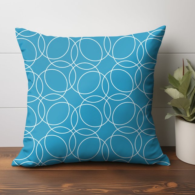 Modern Simple Pattern Throw Pillow (circle pattern throw pillow home decor in blue)