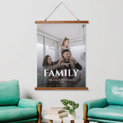 MODERN SIMPLE PERSONALISED FAMILY  1 PHOTO NAME  HANGING TAPESTRY
