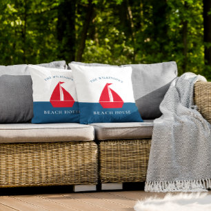 Modern simple  personalized boat  throw pillow