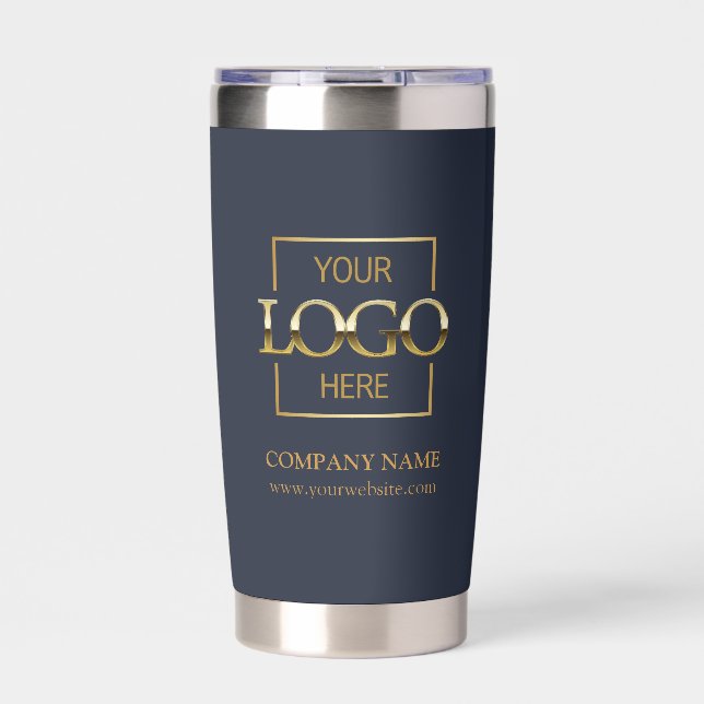 Modern Simple Personalized Company Logo Branded Insulated Tumbler (Front)