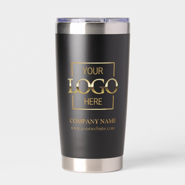Modern Simple Personalized Company Logo Branded Insulated Tumbler (Front)