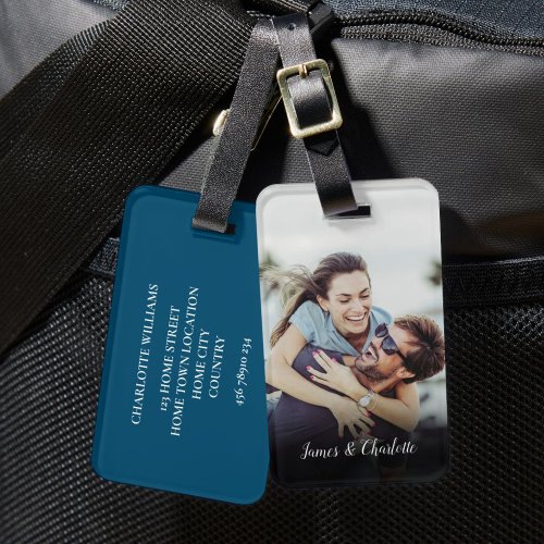 Modern Simple Personalized Couple Photo Luggage Tag