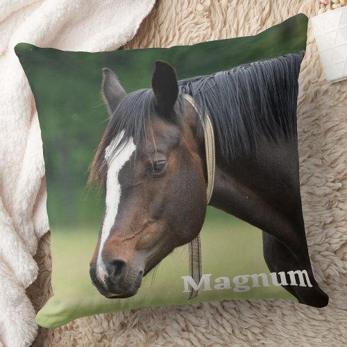 Modern Simple Personalized Horse Lover Photo Throw Pillow