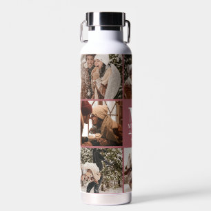 Modern Simple Personalized Monogram Photo Collage Water Bottle