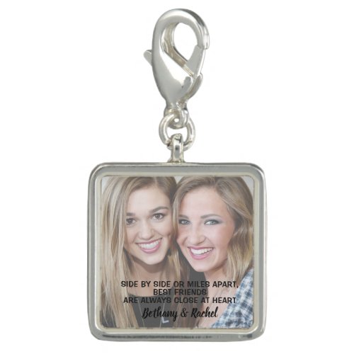 Modern Simple Personalized Name Best Friend Photo Charm