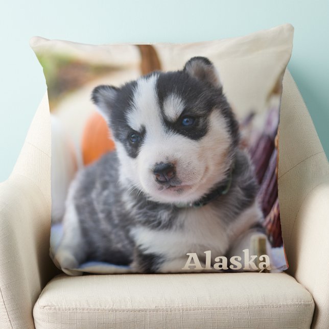 Modern Simple Personalized Pet Dog Lover Photo Throw Pillow (Creator Uploaded)