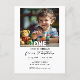 Modern Simple Personalized Photo Birthday Postcard