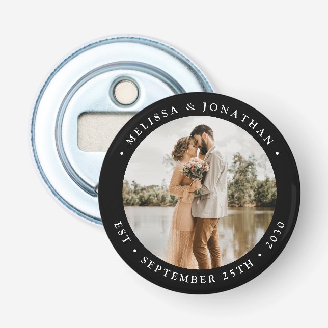 Modern Simple Personalized Photo Wedding Favor Bottle Opener (Front)