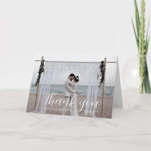 Modern Simple personalized Photo Wedding Thank You Card