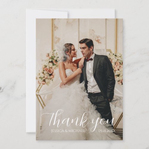 Modern Simple personalized Photo Wedding Thank You Card