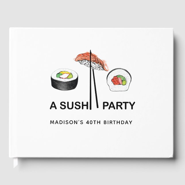 Modern Simple Personalized Sushi Birthday Party Guest Book (Front)