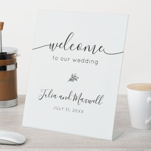 Modern Simple Personalized Welcome to our Wedding Pedestal Sign