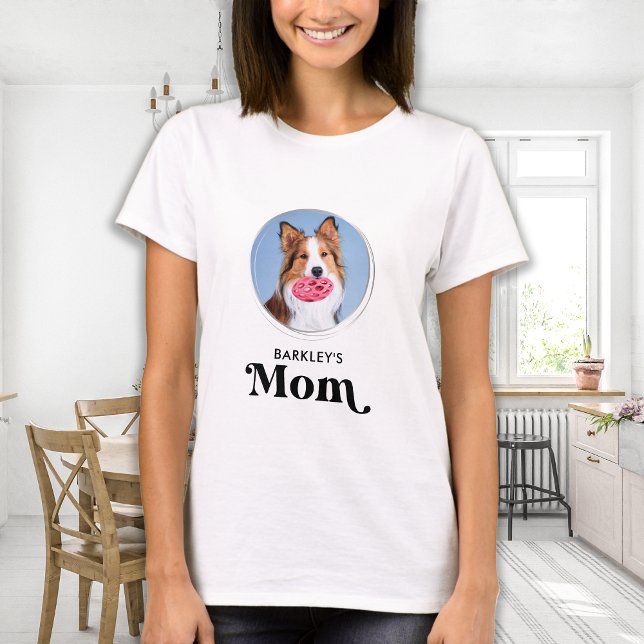 Modern Simple Pet Mom Custom Dog Photo T-Shirt (Creator Uploaded)