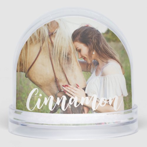 Modern Simple Pet Photo Horse Lover Name Snow Globe