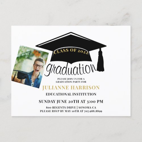 Modern Simple Photo 2022 Graduation Party Invitation Postcard