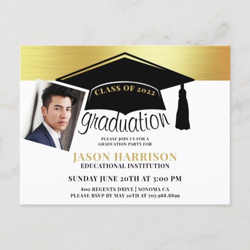 Modern Simple Photo 2022 Graduation Party Invitation Postcard