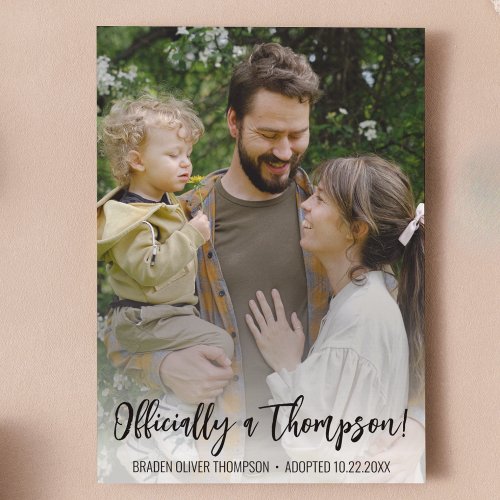 Modern Simple Photo Adoption Announcement Card