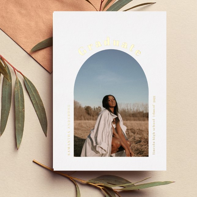 Modern Simple Photo Arch Graduate Real Foil Foil Invitation (Creator Uploaded)