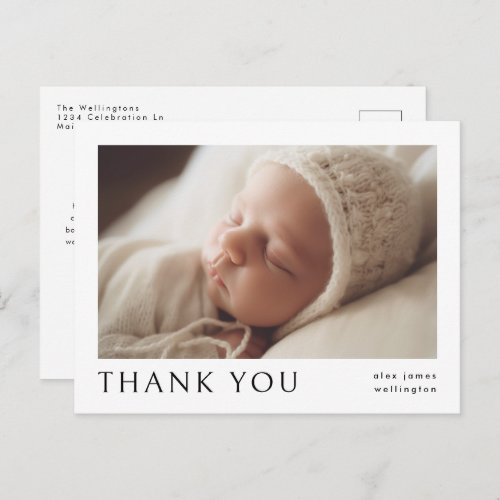 Modern Simple Photo Baby Name Birth Announcement Postcard